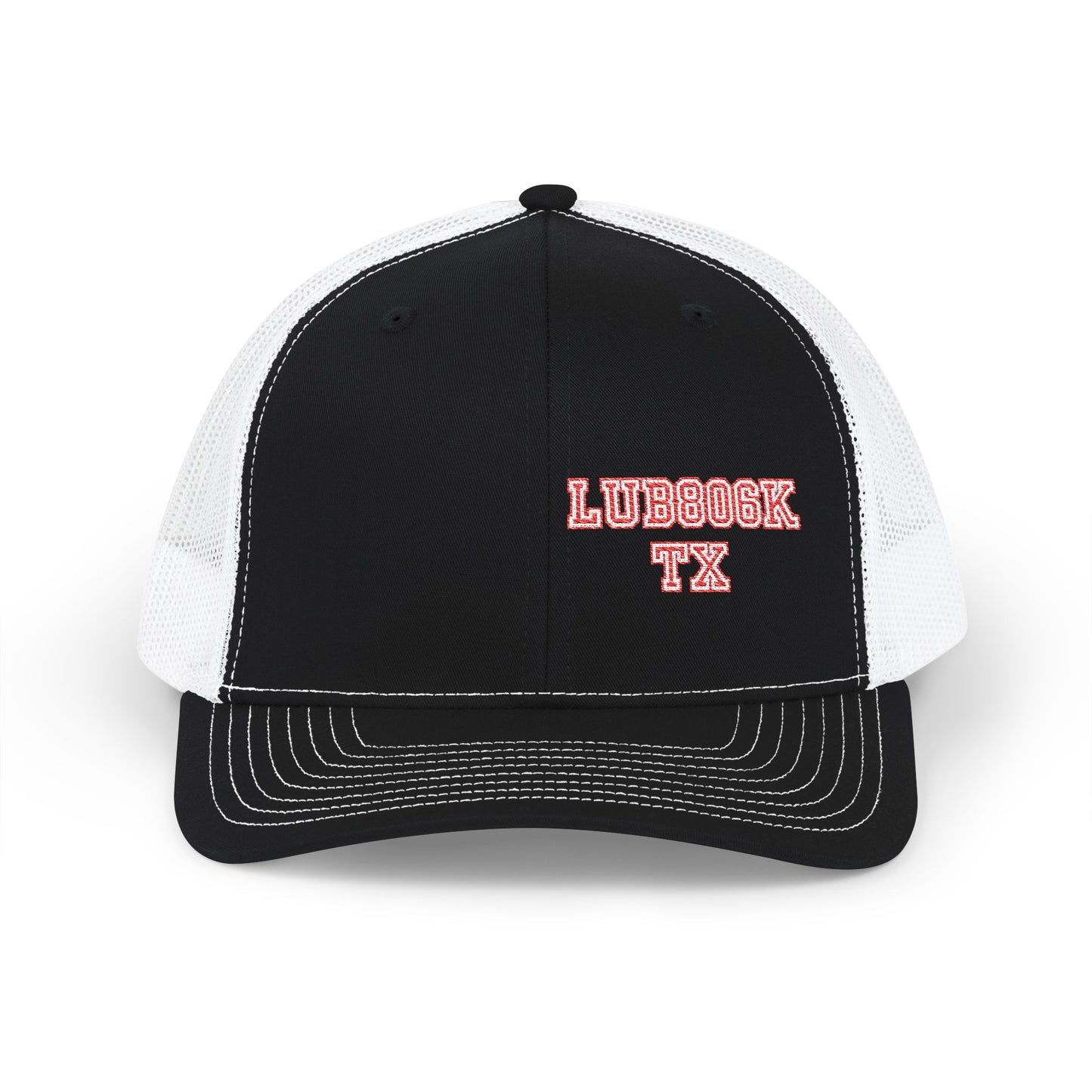 Trucker Cap — Red 'LUBOCK' Vintage Script Snapback