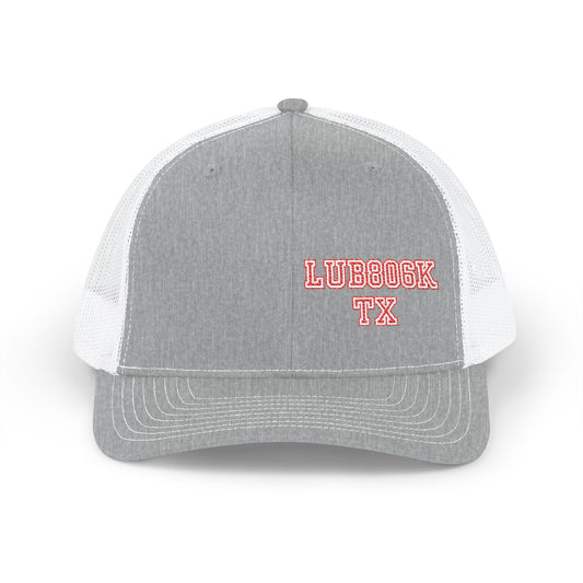 Trucker Cap — Red 'LUBOCK' Vintage Script Snapback